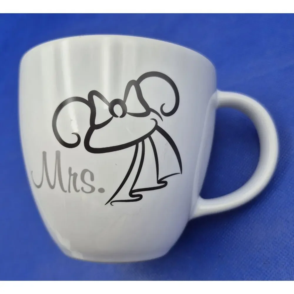 Authentic Disney Parks MR/MRS Black White Mugs 15oz Set of 2 Mickey & Minnie